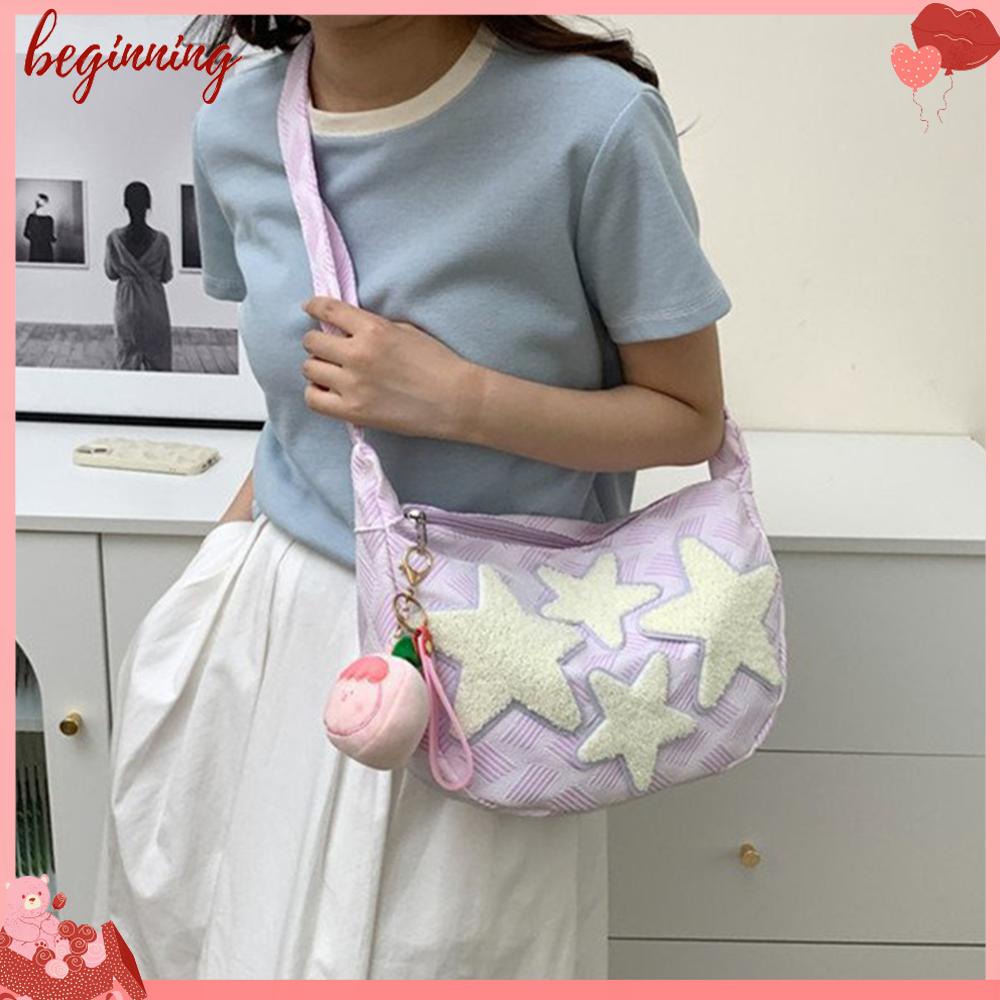 ✿ Miếng Dán Trang Trí Khởi Động Xe Hơi ✿ Túi Đeo Chéo canvas Sức Chứa Lớn Thêu Họa Tiết Trăng Sao Dễ Thương Phong Cách Đường Phố