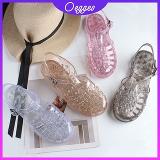 Xăng đan đế bệt quai trong suốt kiểu retro cá tính cho nữ