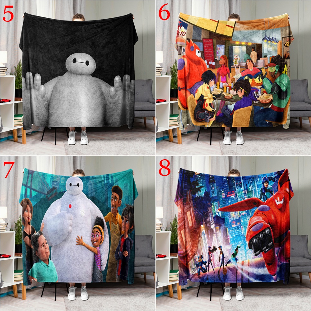 Chăn flannel Điều Hòa Không Khí In Họa Tiết Hoạt Hình disney baymax Dùng Làm Quà Tặng Tốt Nhất Cho Mọi Người