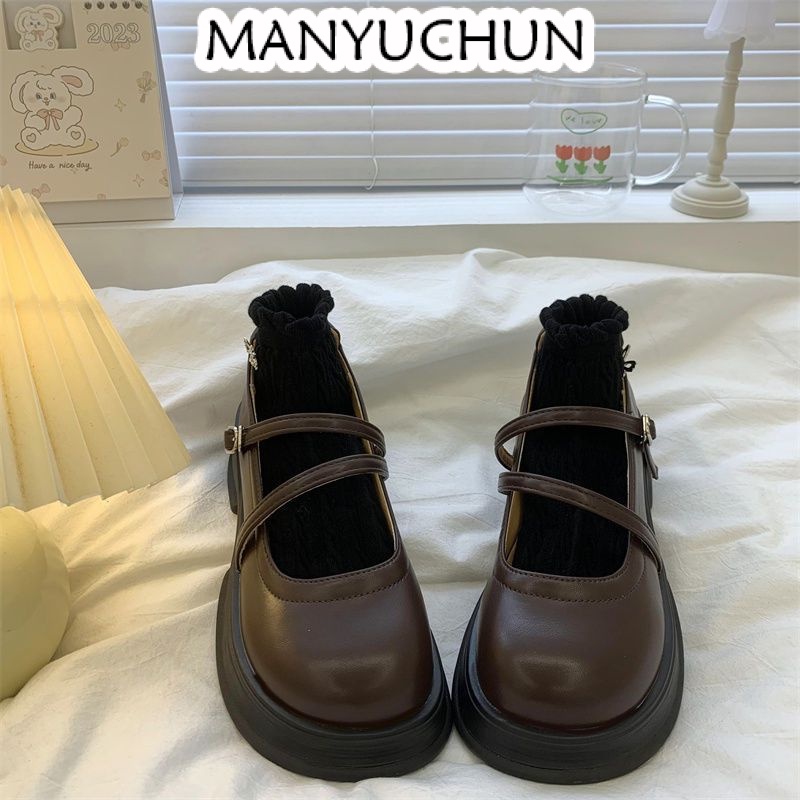 MANYUCHUN giày búp bê giày nữ Mary giày Da Đế Dày Đế chống trơn trượt giày búp bê nữ Đẹp mắt Độ bền cao Thiết kế độc đáo Đa màu sắc FLF23C02IS 50Z231214