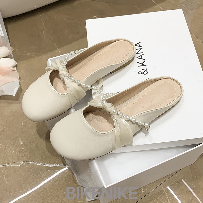 BIKENIKE Giày búp bê dép nữ 2023 NEW Mùa hè Vintage England phong cách thiết lập Mary Jane đơn giày23080802