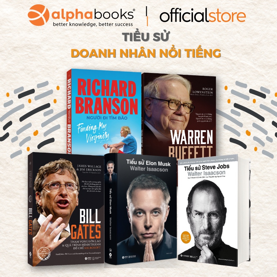 Sách - Lẻ/Combo Tiểu Sử Doanh Nhân Nổi Tiếng: Elon Musk + Bill Gates + Warren Buffet + Steve Jobs + 