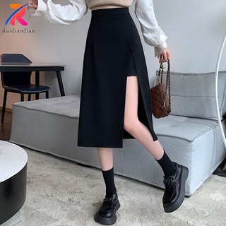Chân Váy Đen Dáng Chữ a Lưng Cao Xẻ Tà Thời Trang Cho Nữ