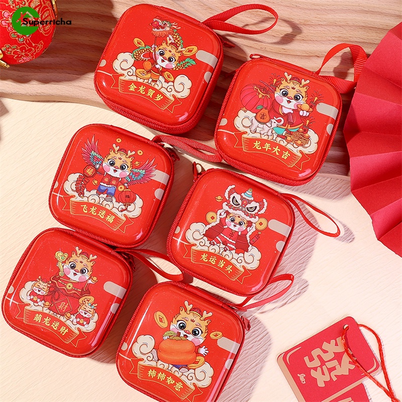 Ví Đựng Tiền Xu Mini Hình Tròn / Con Rồng Năm Mới 2024 Bằng Thiếc Phong Cách Trung Hoa