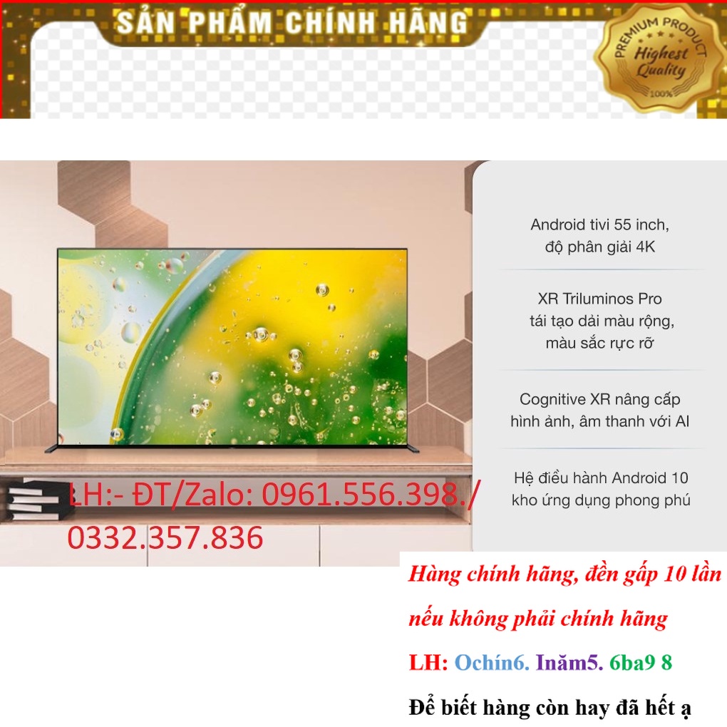 SALE_ Smart Tivi OLED Sony 55 Inch 4K XR-55A90J &lt; Chính hãng BH:24 tháng tại nhà toàn quốc &gt;