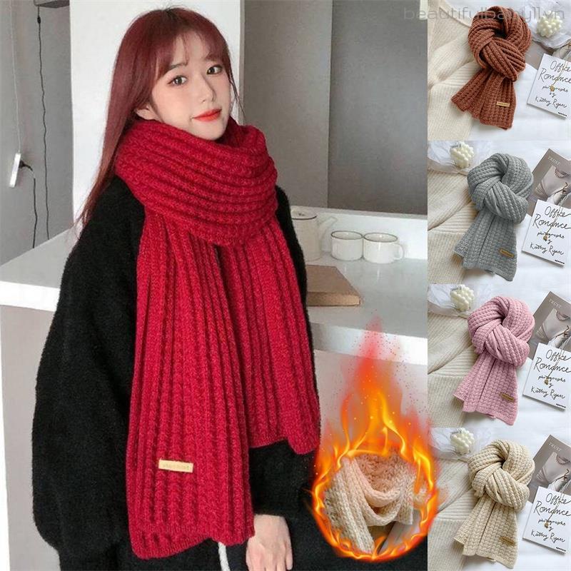 Khăn Choàng Cổ Bằng Len Dệt Kim Dày Dặn Giữ Ấm Mùa Thu Đông Phong Cách Hàn Quốc Mới Cho Nữ
