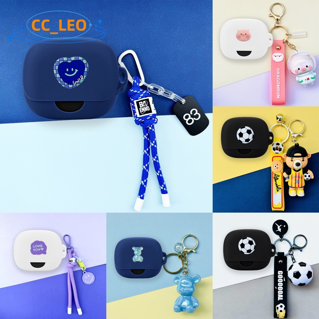Case or Anker Soundcore AeroFit Pro Cute Headphone Storage Bag Soccer Bear Cute Lanyard Suitable for