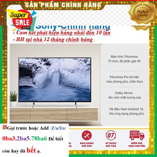 Hãng&gt; Smart Tivi Sony 75 Inch 4K KD-75X80J&lt; Chính hãng BH:24 tháng tại nhà toàn quốc &gt; - Mới 100%