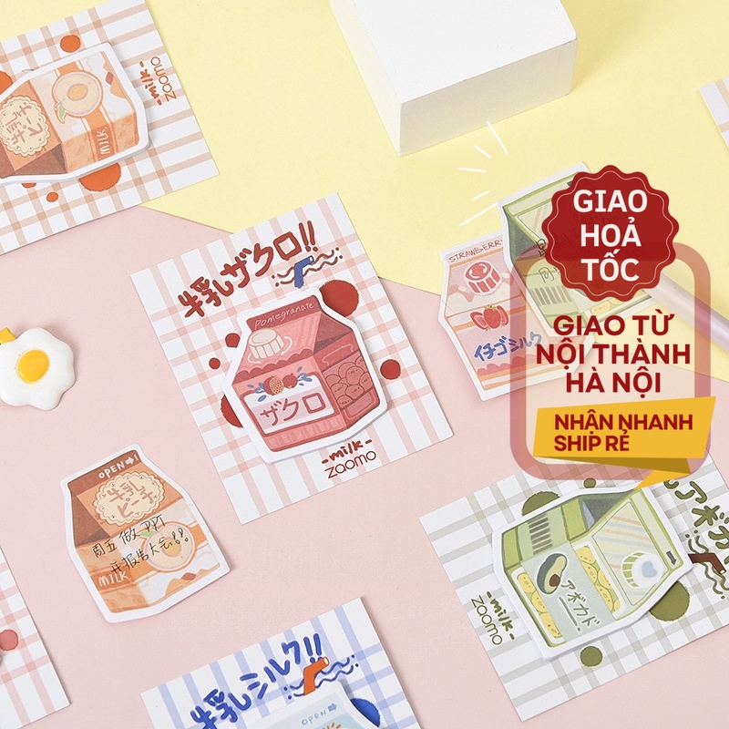 Tập 30 Tờ Giấy Note hình Hôp Sữa, Giấy Dán Ghi Chú, Sticky Note ST400