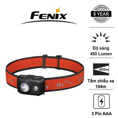Đèn pin đội đầu Fenix HL16 độ sáng 450 lumen tầm chiếu xa 104m sử dụng 3 pin AAA