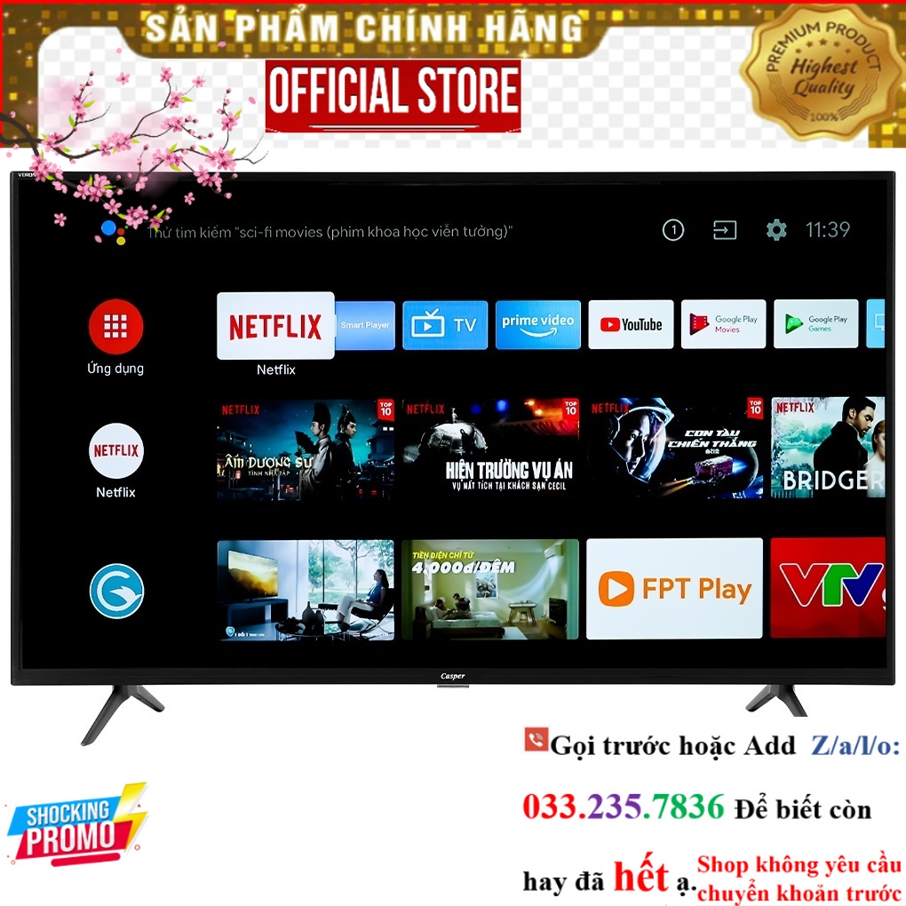 Android Tivi Casper 43 inch 43UGS611 giá rẻ P&G