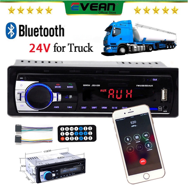 Máy Nghe Nhạc MP3 24V ISO 1DIN FM Radio FM / USB / SD / AUX-IN / FM Cho Xe Hơi