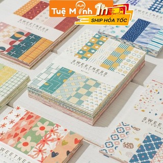 Bộ 50 tờ giấy hoa nghệ thuật Vpp Tuệ Minh STI22, tấm giấy hoa văn trang trí bullet journal, planner