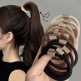 Vòng tóc Dây Buộc kẹp tóc cho bé Tóc Co Giãn Tốt Màu Cà Phê Sữa Khóa Vuông Thời Trang
