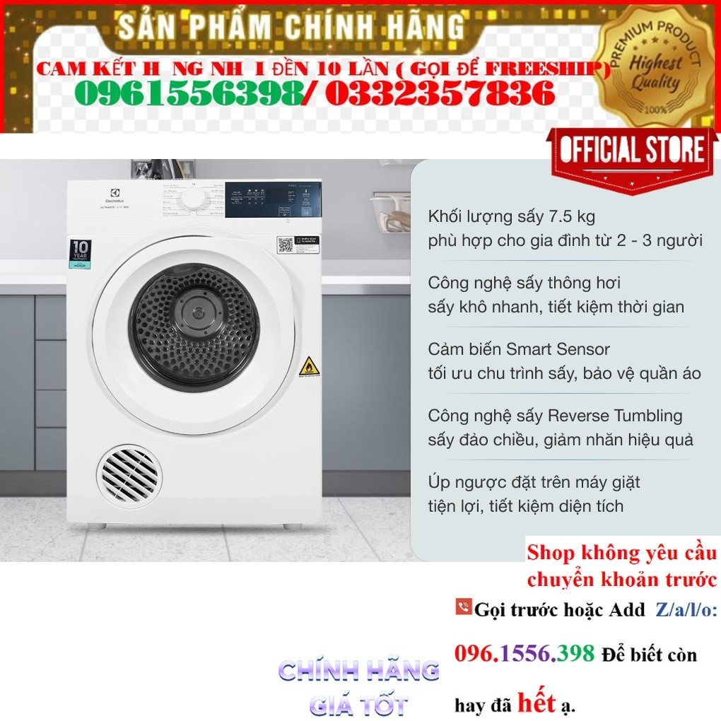 MÁY SẤY ELEC EDV754H3WB (7.5KG) @Sale