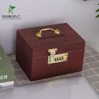 Ranervz Bình Tiết Kiệm Bằng Gỗ, Retro Có Khóa Mật Khẩu Bình Đựng Tiền, Bình Đựng Tiền Hình Chữ Nhật Phong Cách Trung Hoa Tay Cầm Kim Loại Khóa Mật Khẩu Hộp Đựng Tiền Hộ Gia Đình