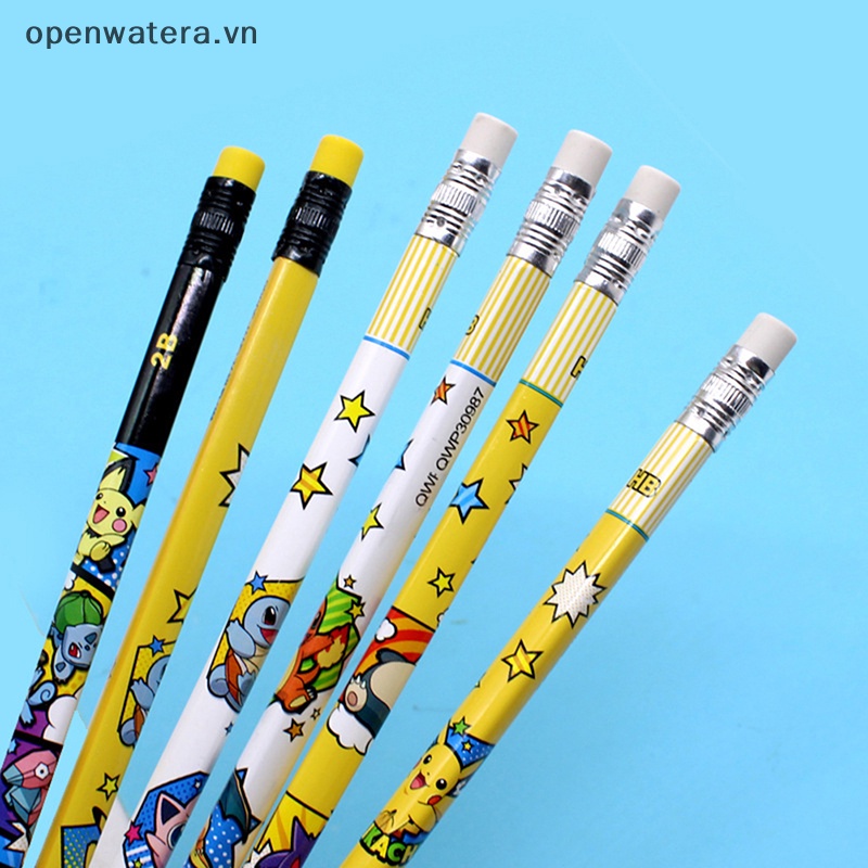 Bộ 12 Bút Chì + Thước Kẻ In Hình pikachu pokemon Dễ Thương