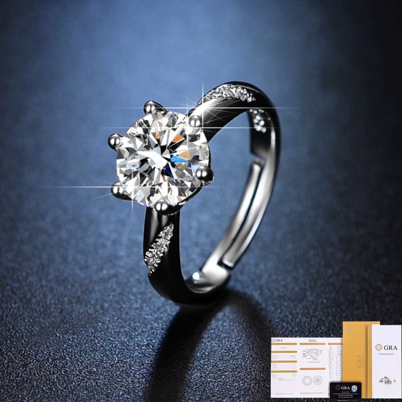 Nhẫn bạch kim moissanite 8 trái tim và mũi tên, nữ, 2 carat, bán chạy