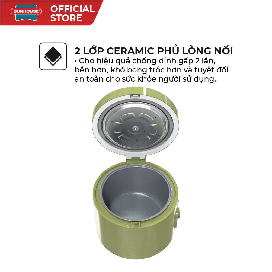 Nồi cơm điện 1.2L SUNHOUSE MAMA SHD8265G , CAO CẤP ,  chống dính ceramic cao cấp