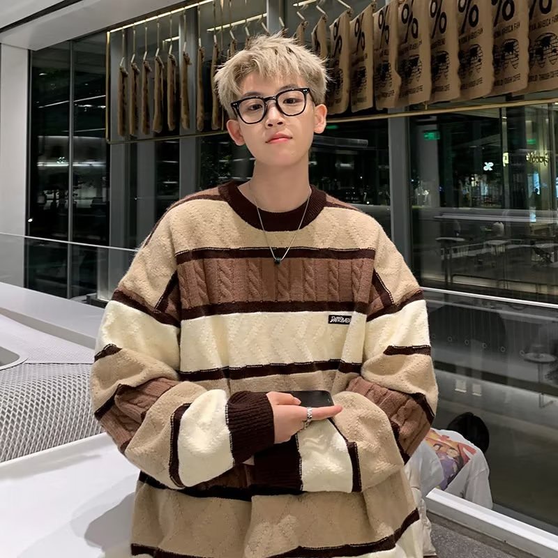 Áo Khoác sweater Dệt Kim Dày Dáng Rộng Kiểu retro Thời Trang Thu Đông Cho Nam