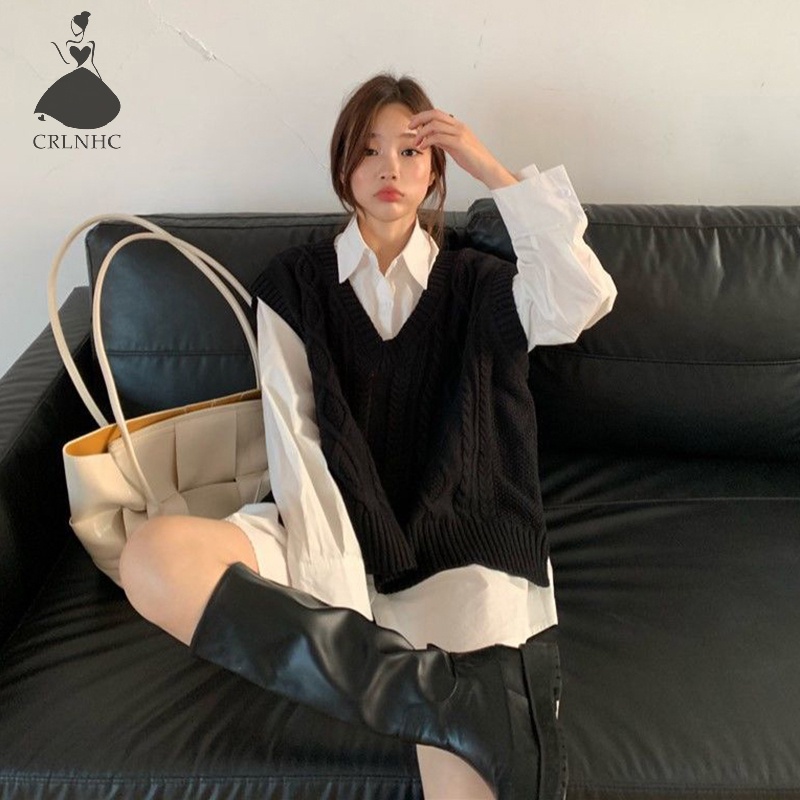 Crlnhc Áo Sơ Mi Dáng Rộng Phong Cách vintage Đơn Giản Thời Trang Mùa Xuân Dành Cho Nữ vn