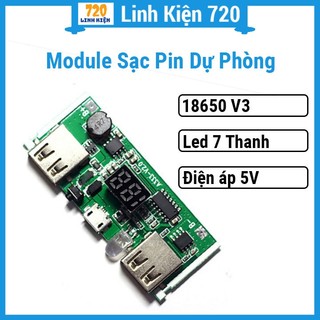 Module sạc pin dự phòng 18650 v3 2a hiển thị led 7 thanh