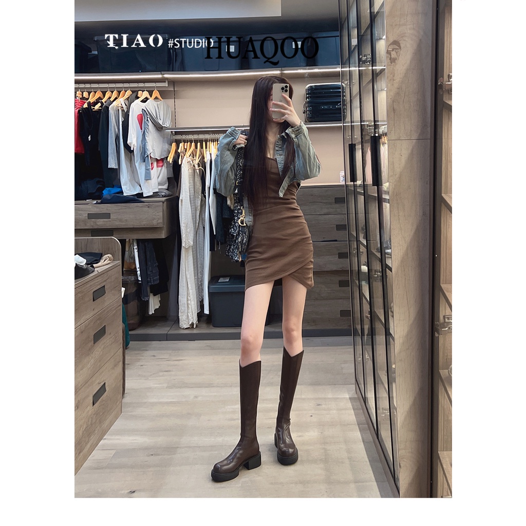 KaBaiQi Giày Bốt dép sandal nữ Mũi Vuông Phong Cách Retro Cá Tính Cho Nữ Thời trang 36Z230907