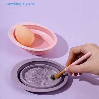 Unewtyu Cọ Trang Điểm Dụng Cụ Vệ Sinh Có Thể Gập Lại Bát Silicon Làm Đẹp Trứng Bọt Biển Puff Giặt Di Động Chà Thảm Có Giá Phơi Lưới VN