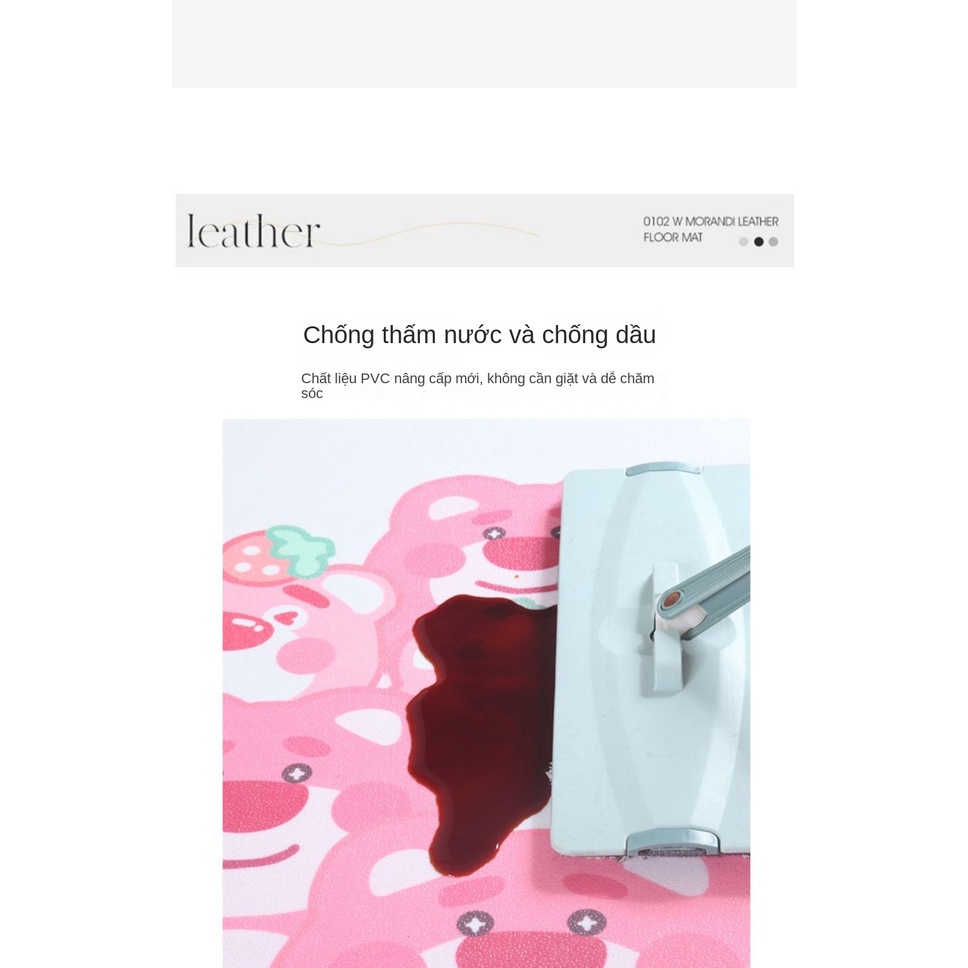 Thảm Lót Sàn Nhà Hình Gấu Và Dâu Tây Bằng pvc Không Cắt Lỗ