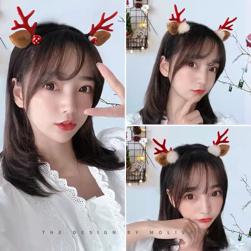 Kẹp Tóc Hình Sừng Hươu / Tuần Lộc Giáng Sinh Siêu Dễ Thương Cho Bé Gái