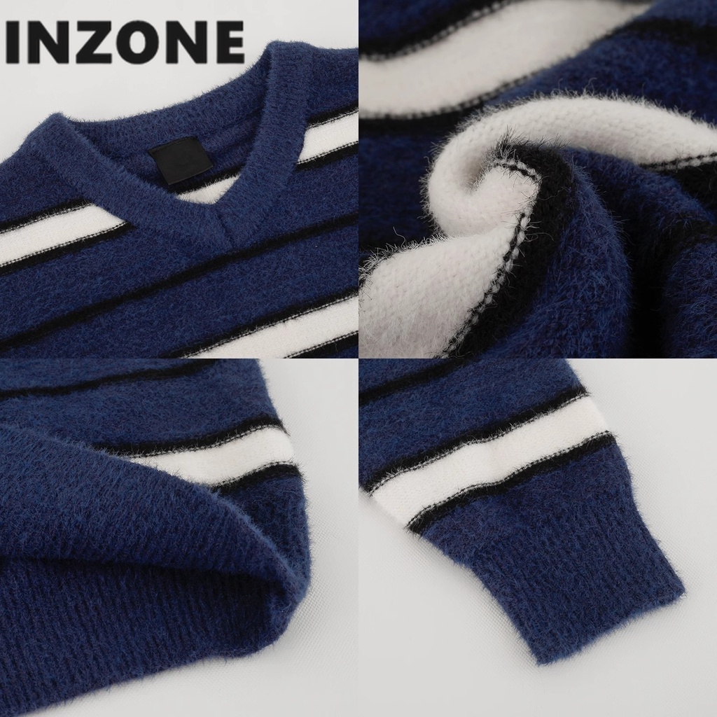 Áo sweater Dệt Kim Kẻ Sọc Thời Trang Cho Cặp Đôi
