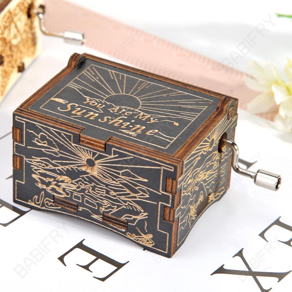 Hộp Nhạc Bằng Gỗ Khắc Hình Bàn Tay Phong Cách retro Trang Trí Nhà Cửa