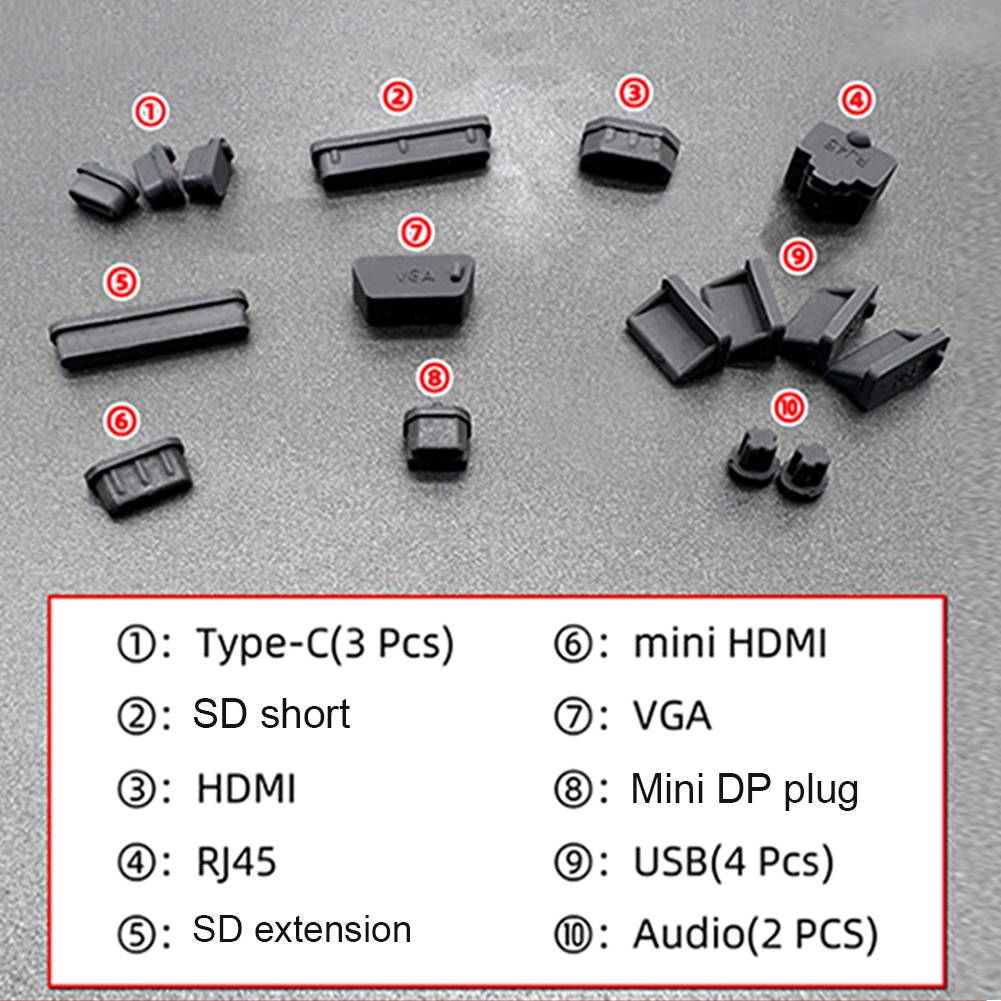 Bộ 16 Nút Bịt silicone Linh Hoạt Chống Bụi Cho laptop Âm Thanh vga
