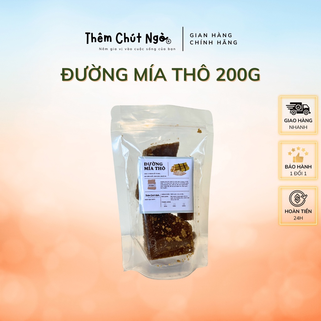 Đường mía thô, Đường mía organic, sản xuất thủ công, không chất phụ gia hay chất tạo màu