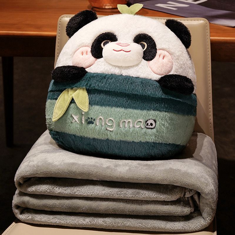 Bộ Chăn Gối Hình Gấu Trúc Hai Trong Một Dễ Thương Dùng Trong Ký Túc Xá / Văn Phòng