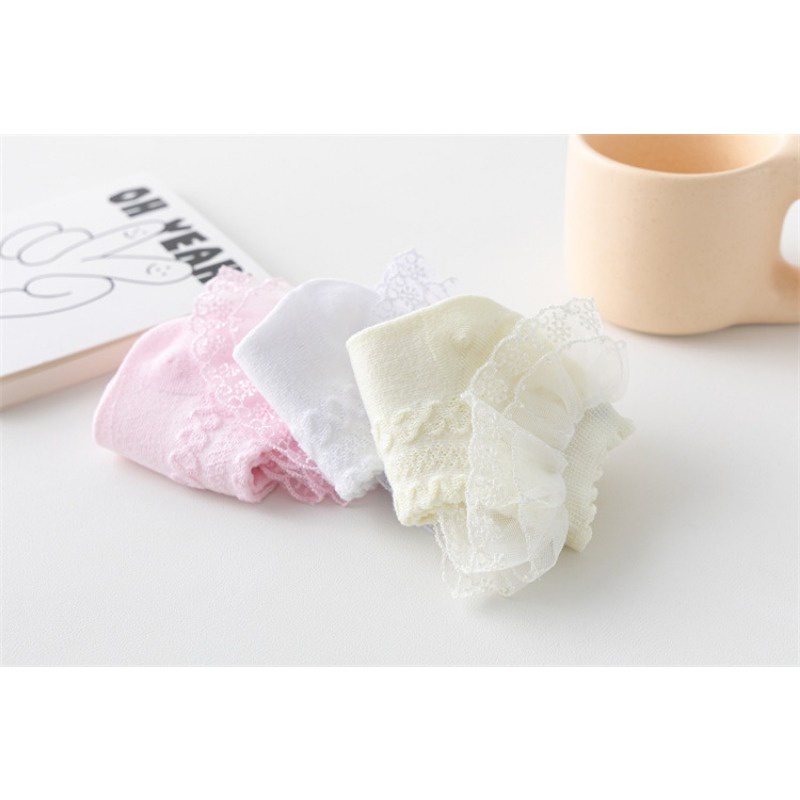 Vớ cotton Cổ Thấp Phối Ren Thời Trang Xuân Thu Cho Bé Gái