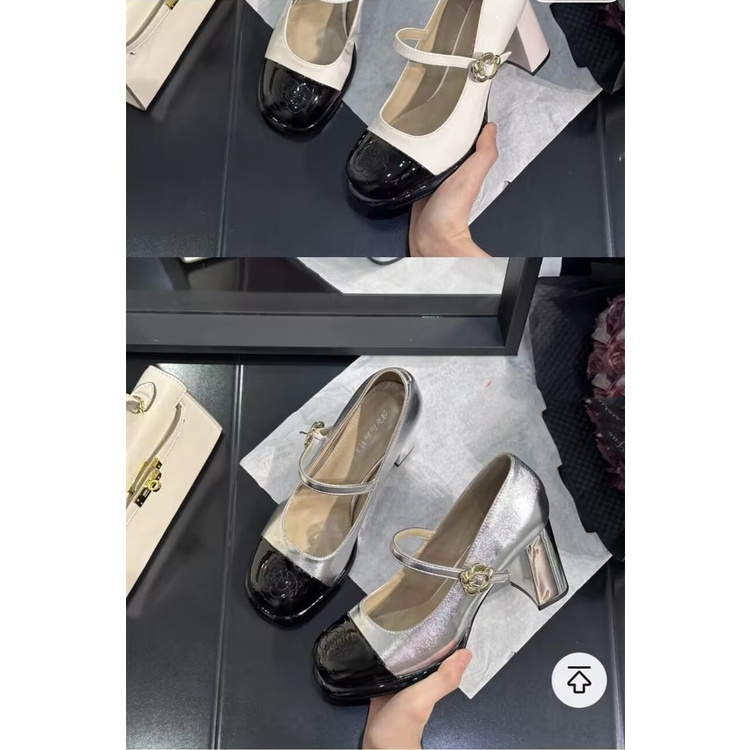 Unky Giày Cao Gót Da pu Mũi Tròn Phong Cách Hàn Quốc Cho Nữ