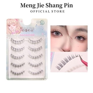 MengJieShangPin Set 5 Cặp Lông Mi Giả Mềm Tự Nhiên Dành Cho Người Mới Bắt Đầu Trang Điểm