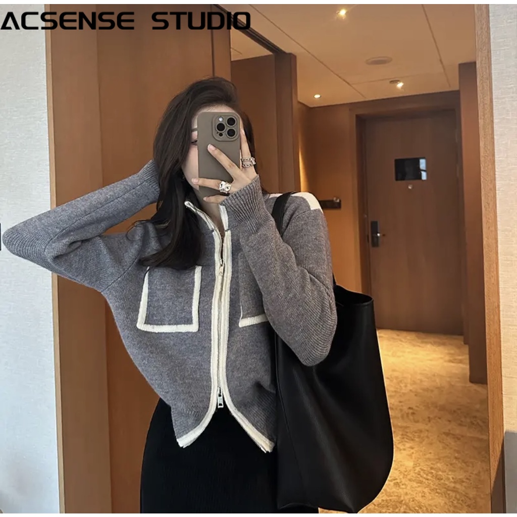 ACSENSE STUDIO Áo khoác dạ áo dạ tweed cardigan nữ Xu hướng xu hướng Đơn giản INS WMY23907R337Z230913