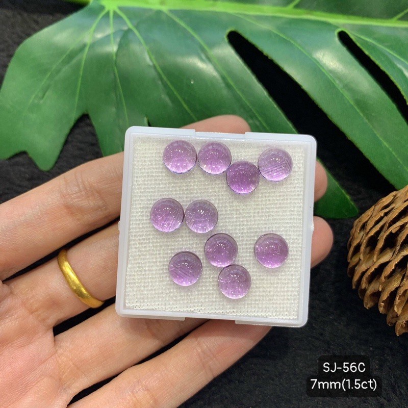 Mặt Đá Mài Láng Citrine, Amethyst và Moonstone Tròn 6-8mm