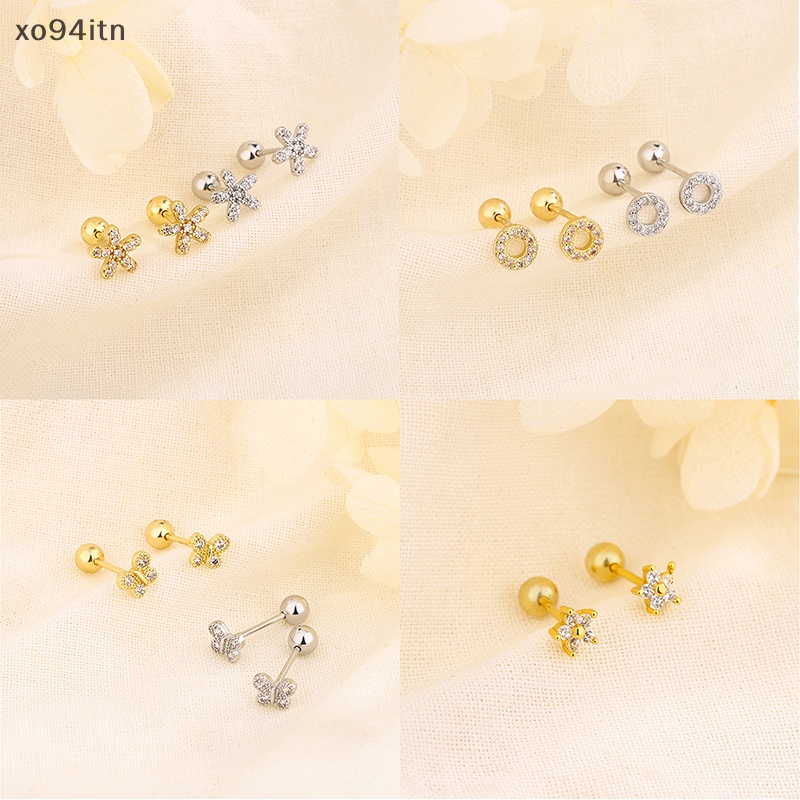 1 Đôi Khuyên Tai Hình Bông Hoa / Bươm Bướm Đính Đá zircon Thời Trang Cho Nữ