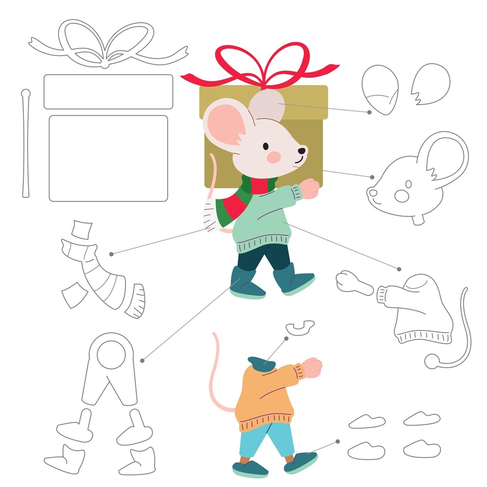 Khuôn Cắt Giấy Thép carbon Hình Búp Bê Chim Cánh Cụt Giáng Sinh Thẻ