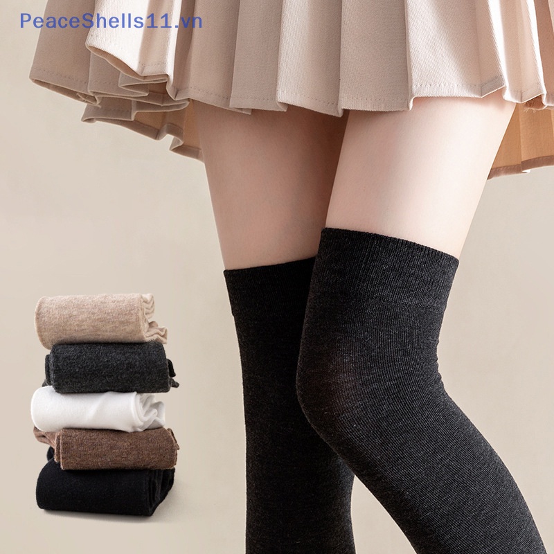 Peaceshells Vớ Thể Thao Dài Đến Đầu Gối Màu Trơn Thoải Mái Giảm Béo Cho Nữ jk Nhật Bản Dễ Thương