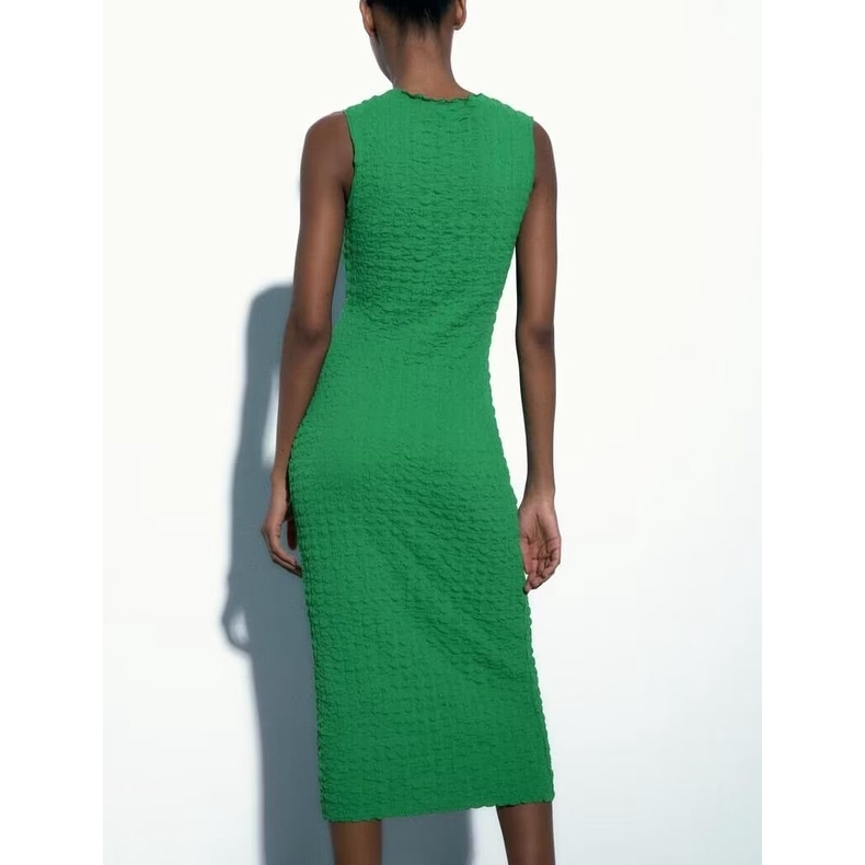 Zara Đầm Midi Không Tay Cổ Tròn Thời Trang Mùa Thu Thanh Lịch 3644309