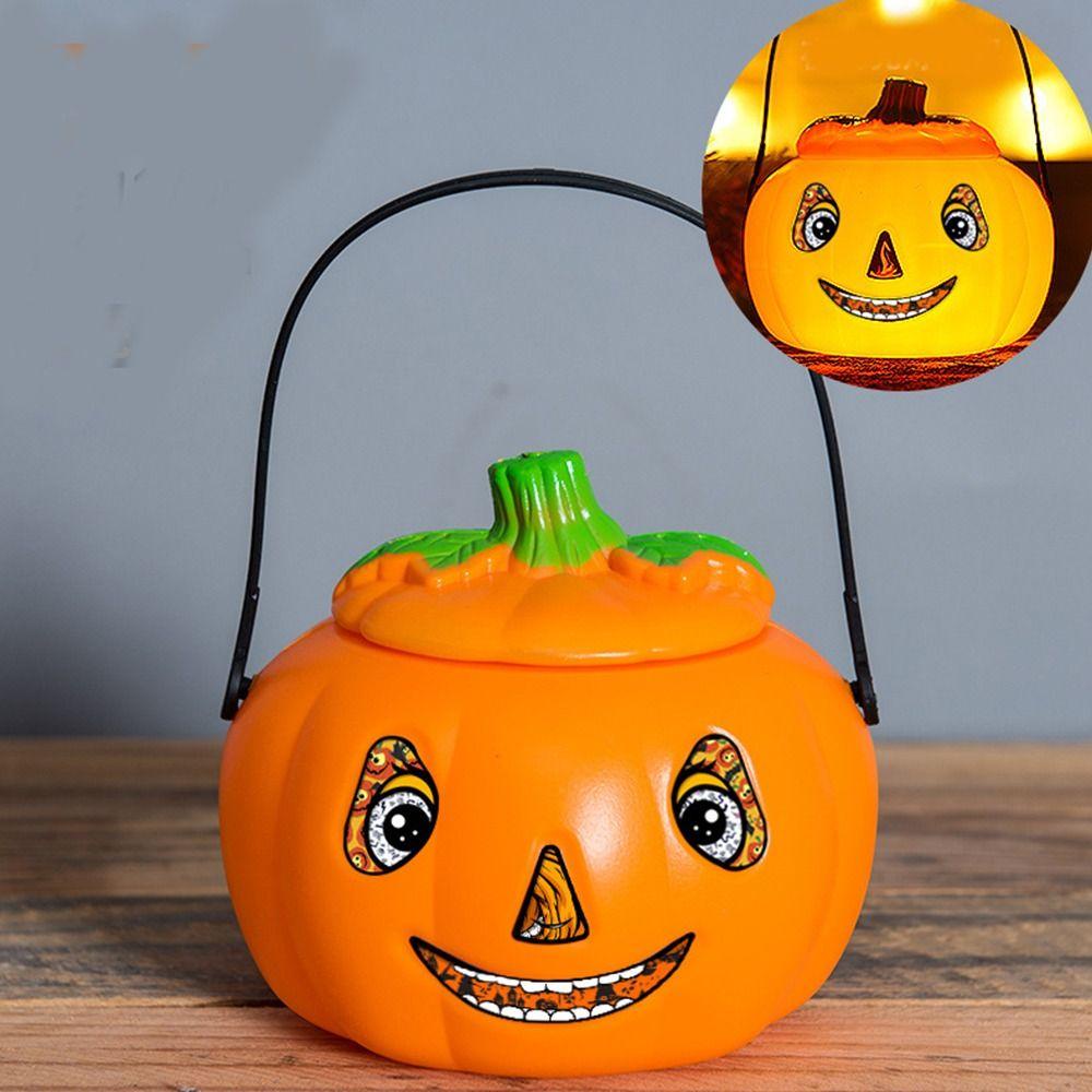 Xô Đựng Bí Ngô halloween Cầm Tay Bằng Nhựa Dễ Thương Có Nắp Đậy