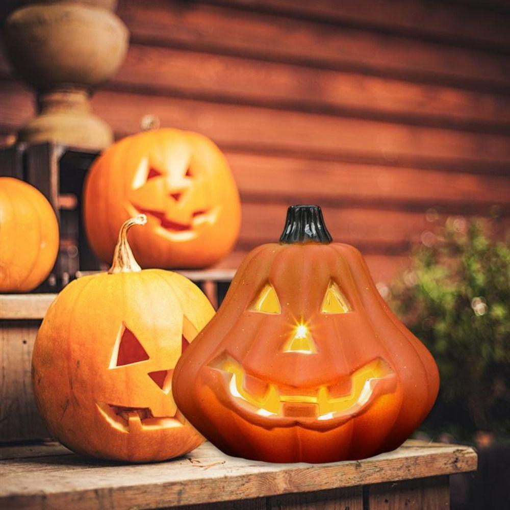 Đèn led Bí Ngô Bằng Nhựa Thủ Công Trang Trí halloween