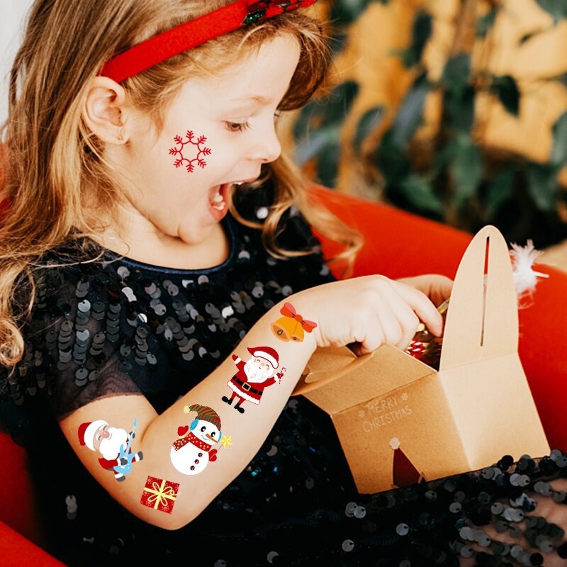 Hoạt Hình Hình Xăm Dán Tạm Thời Chống Thấm Nước Phong Cách Giáng Sinh Dành Cho Trẻ Em