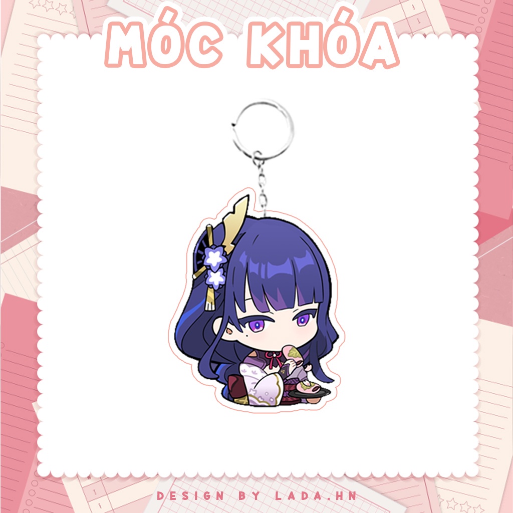 Móc khóa mô hình standee đứng để bàn Raiden Shogun Genshin Impact Lada anime đáng yêu chibi trang trí quà tặng