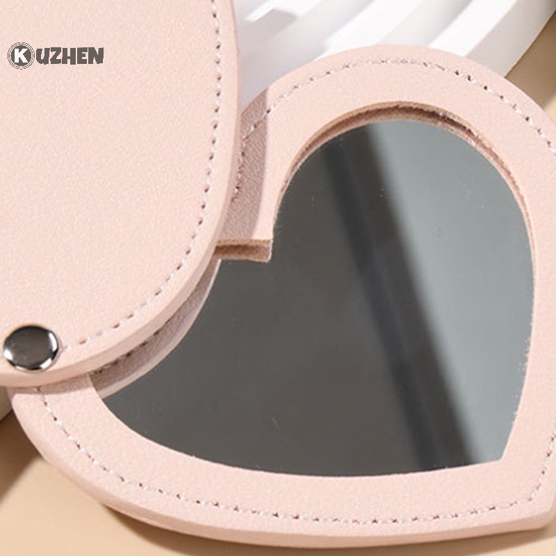 Gương Trang Điểm mini kuzhen Bằng pu Hình Trái Tim Có Thể Gập Lại