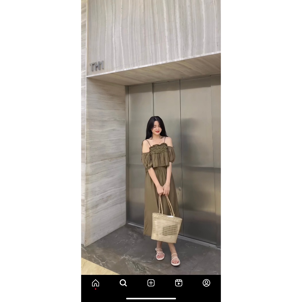 Sét áo 2 dây cúp ngực + chân váy dáng dài chun eo - Calina.vn - Set3367